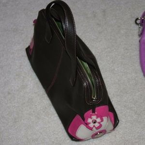 Gianni Bini Brown Floral Leather Tote Purse EUC